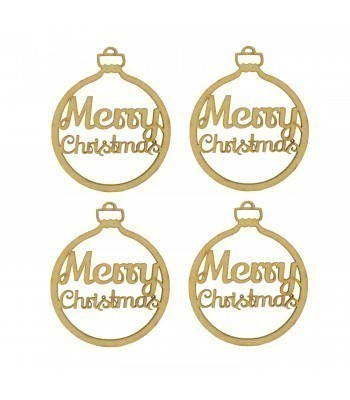 Laser Cut 'Merry Christmas' Bauble - 4 Pack